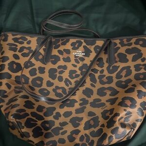 Coach Brown and Black Leopard Tote